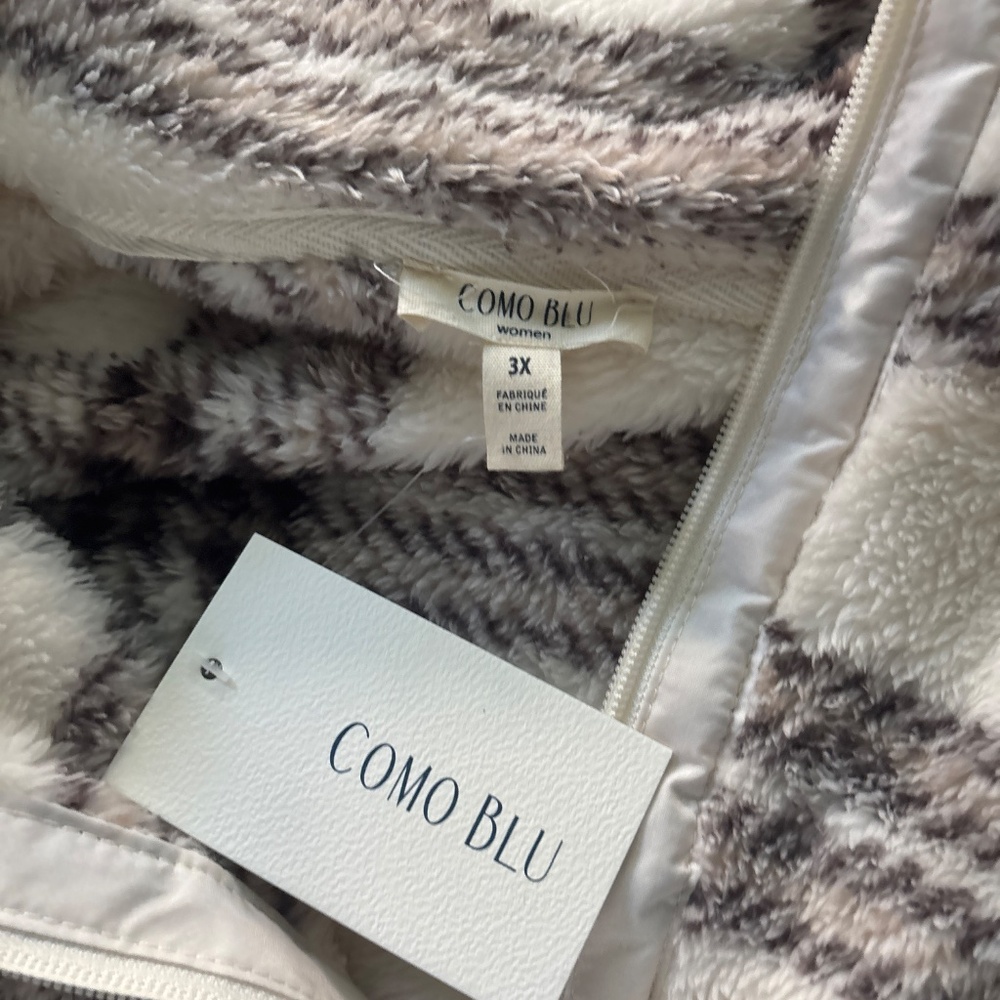 Como Blue Fuzzy Sweater Jacket 3X - Picture 3 of 5